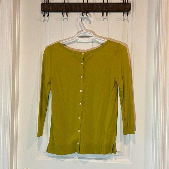 Chartreuse Back Button Down Blouse - Picture 3 of 4